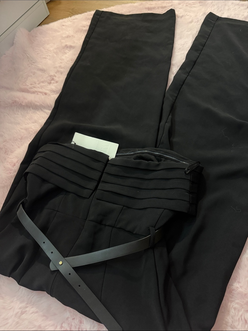 Zara Black Strapless Pleated-Waist Wide-Leg Jumpsuit - Picture 11 of 12